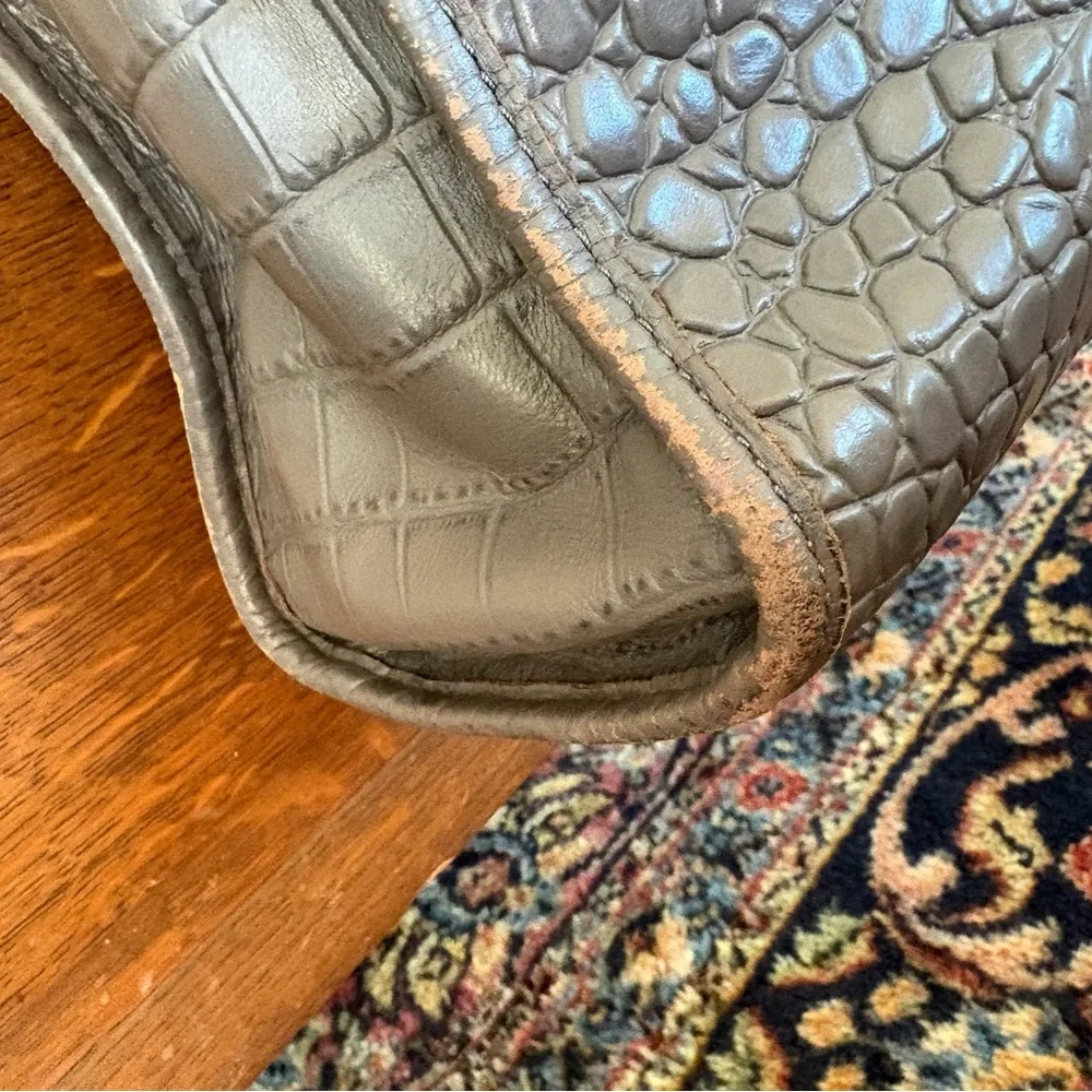 Kate Spade Vanston Croc Jackson Gray Embossed Leather Gold Hardware